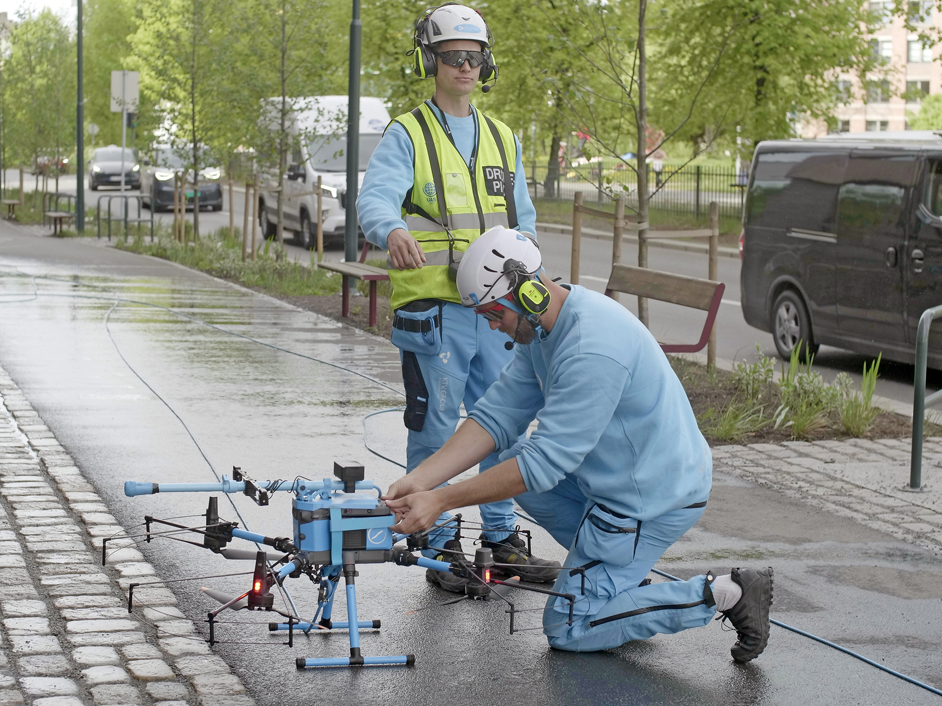 Image of KTV Working Drone and operator